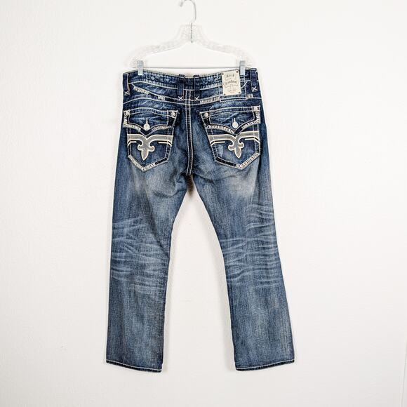 Rock Revival Men's Joseph Straight Denim Jeans Studded sz 36 (fit38x32) - Picture 1 of 13